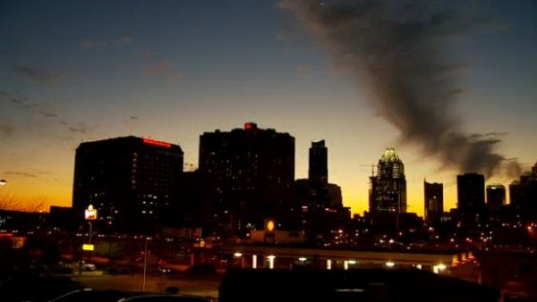 City skyline with clouds