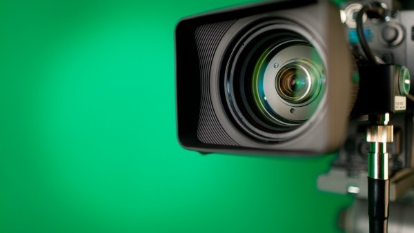 Video camera over green background